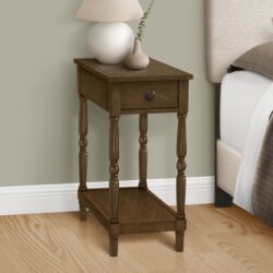 Accent End Table, 2 Tier, Storage Drawer, Traditional - Espresso
