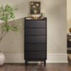 Modern Minimalist 5 Drawer Gallery Top Dresser - Black - Image 8