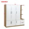 3 Door Storage Wardrobe For Dedroom With Shelves And 2 Drawers, Side Storage Shelves - White - Image 19