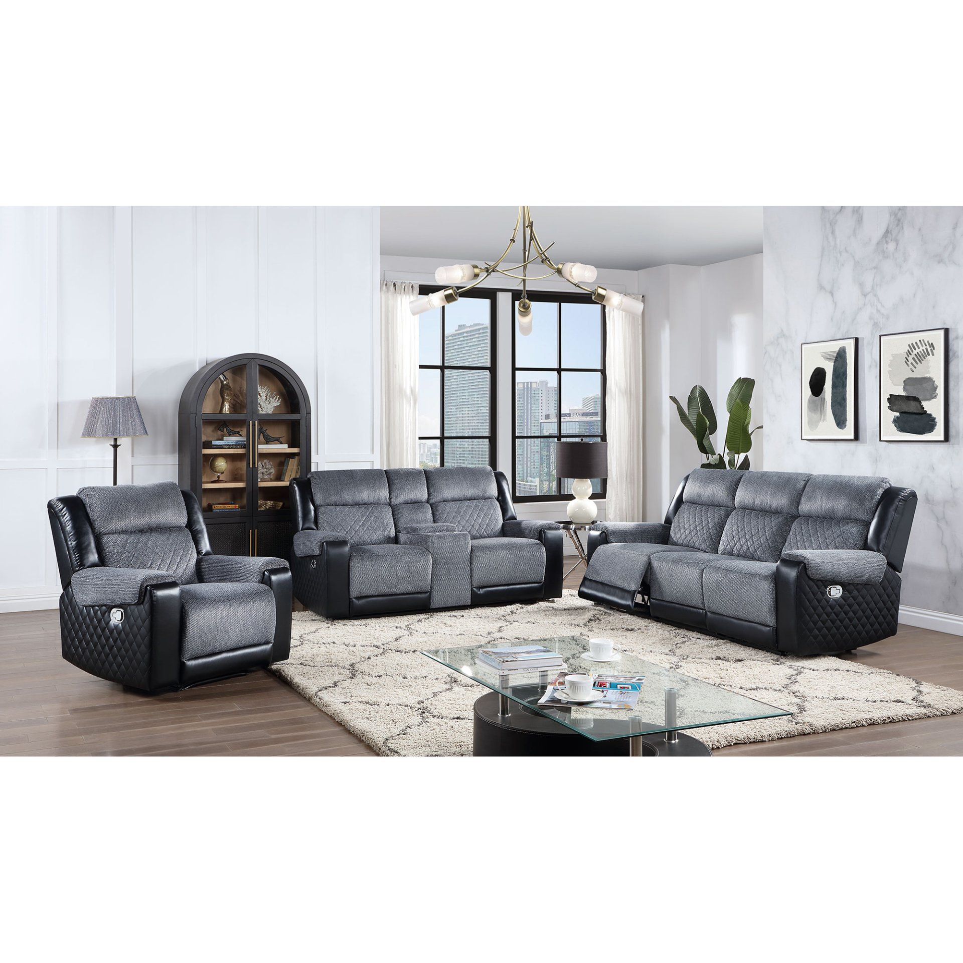 Alicia - Console Reclining Loveseat - Gray Black - Image 2