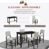 5 Piece Counter Height Dining Set, Classic Elegant Table And 4 Chairs - Espresso / Beige - Image 5