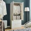 Emma - 2 Door Wood Closet With 2 Drawers And Hanging Bars - White - Image 2