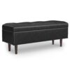 Shay - Mid Century Rectangular Storage Ottoman - Distressed Black - Image 2