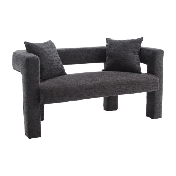 Modern Loveseat Sofa, Comfy Upholstered 2 Seater Sofa, Small Loveseat Accent Couch For Living Bedroom Leisure Areas - Carbon Black
