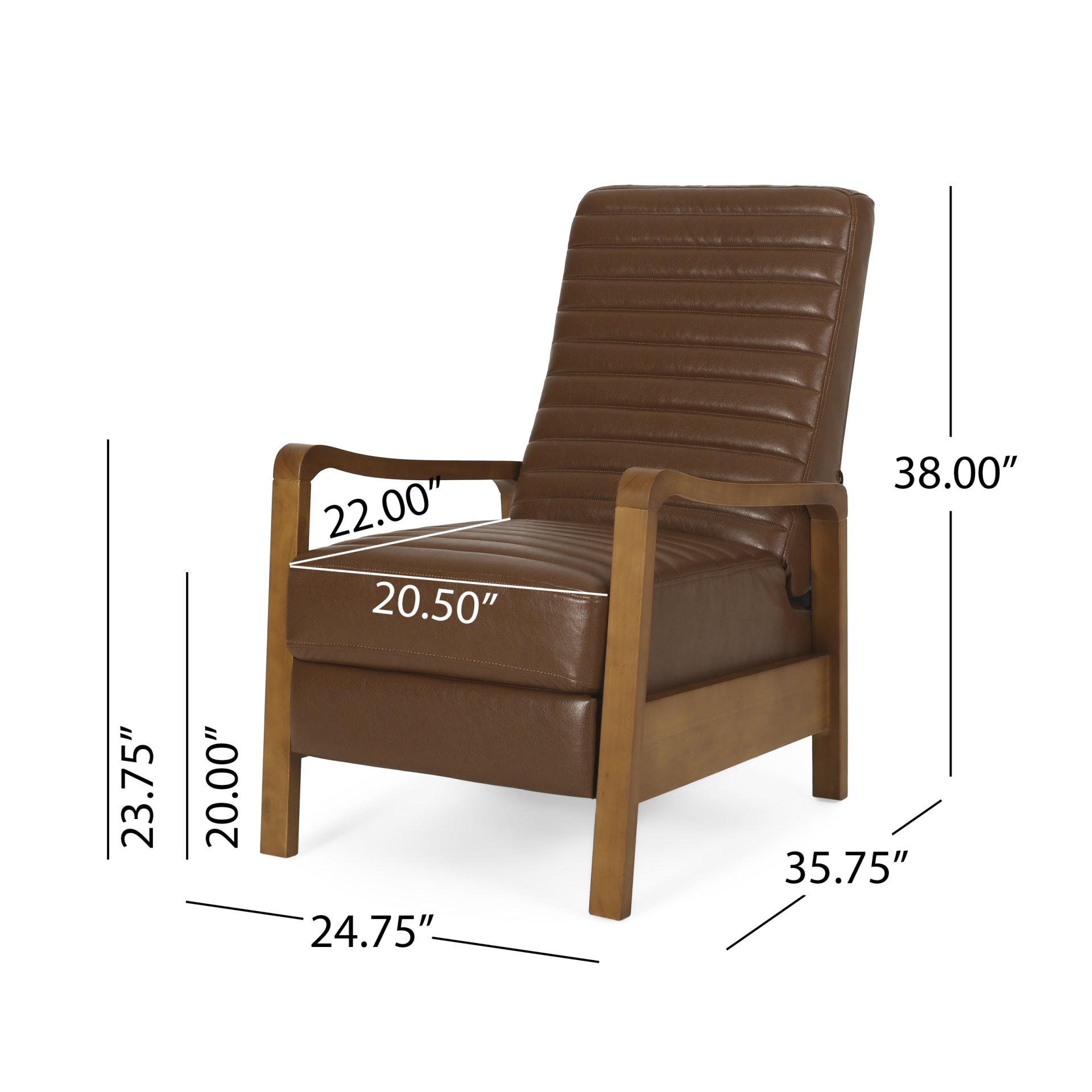 Manual Club Recliner - Light Brown - Image 3