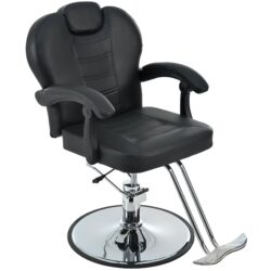 Classic Reclining Barber Chair Salon Chair For Hair Stylist With Heavy Duty Hydraulic Pump, 360° Rotation, Tattoo Chair Shampoo Beauty Salon Equipment, Max Load Weight 330 Lbs - Black