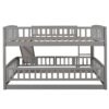Full Over Full Low Bunk Bed With Slide, Fence And Ladder - Gray - Image 12