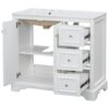 36" Transitional Bathroom Vanity With Sink, Soft Close Doors, Adjustable U Shelf, 3 Drawers - White - Image 14