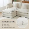 Modern Sofa Modular Sofa Couch Upholstered Corduroy L - Shape Sectional Sofa & Side Storage Pockets For Living Room - Beige - Image 6