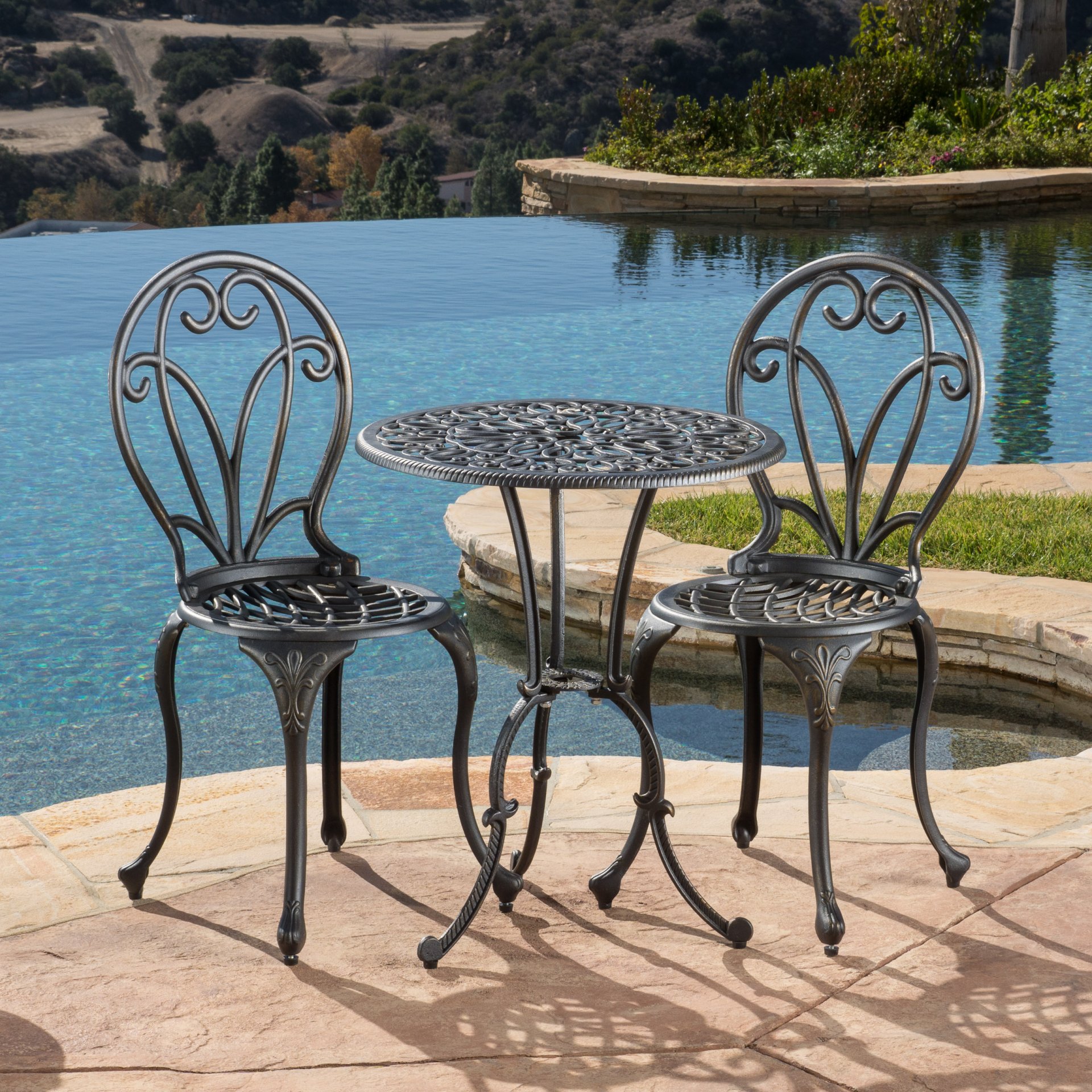 Thomas - 3 Pieces Cast Bistro Set - Black / Gold - Image 6