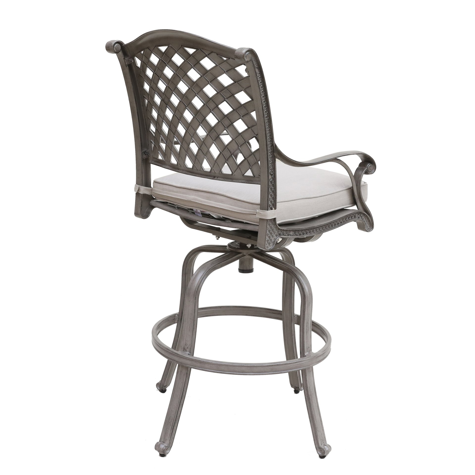 Cast Aluminum Bar Stool With Cushion (Set of 2) - Gray - Image 5