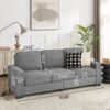 Modern Snowfleece Fabric 3 Seater Sofa With Cup Holders - Gray - Image 3