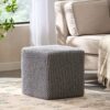 Chabani - Indoor Modern Knitted Fabric Cube Pouf Ottoman - Light Gray - Image 2