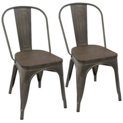 Oregon - Industrial / Farmhouse Stackable Dining Chair (Set of 2) - Espresso