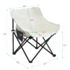 2 Pieces Outdoor Camping Chairs Folding / Portable, Comfortable Seating, Durable Steel Frame - Beige - Image 4