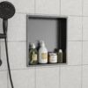 Stainless Steel Shower Niche 15" X 13" With Corrosion Resistance - Gunmetal Black - Image 2
