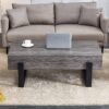 Rustic Wood Grain Coffee Table With Black Metal Legs Elegant Natural Wood Tones - Gray - Image 4
