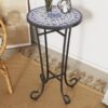French Country Patio Side Table With Vibrant Tile Top - Blue / Black - Image 6