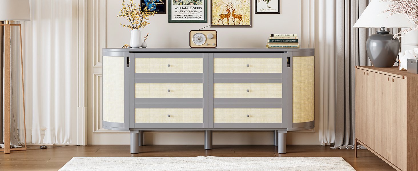 Queen Murphy Bed With Hidden Storage & Modern Woven Design - Gray - Image 15