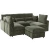 Modern Sectional Sofa Modular Sofa U Shaped Sofa Couch Sofa Bed With Movable Ottoman, USB Ports, Phone Holder - Green - Image 10
