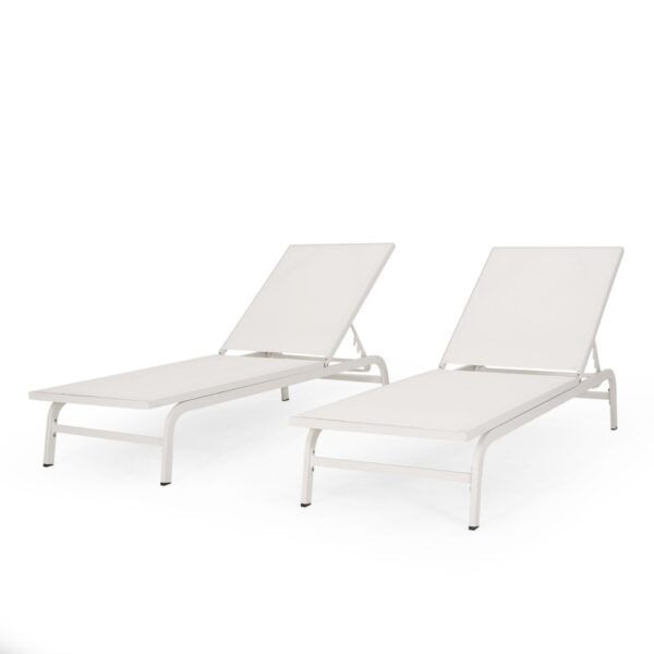 Modern Outdoor Finn Chaise Lounge With Comfort Mesh - White