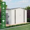 Metal Outdoor Storage Shed 8 X 6 Ft With Pitched Roof And Side Window - White / Gray - Image 7