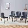 Minimalist Ergonomic Dining Chair (Set of 4) With Curved Cushions And Metal Frame - Black - Image 5
