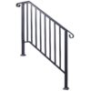 Handrails For Outdoor Steps, Fit 3 Or 4 Steps Outdoor Stair Railing, Picket#3 Wrought Iron Handrail, Flexible Porch Railing, Transitional Handrails For Concrete Steps Or Wooden Stairs - Black - Image 13
