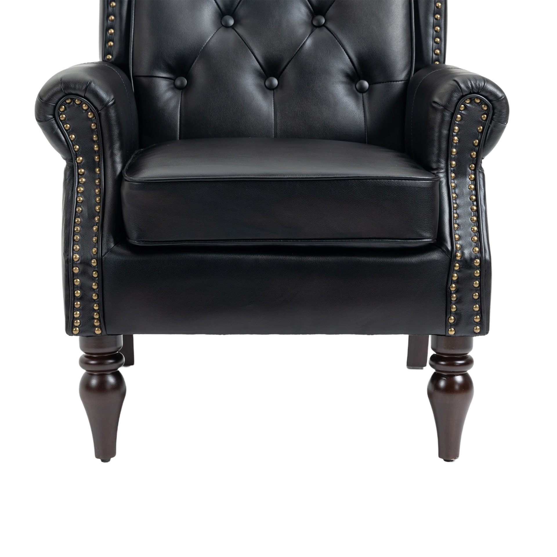 Modern Accent Armchair With Sturdy Wood Legs Leather For Living Room Or Bedroom - Black - Image 19