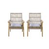 Acacia Wood Cape Woven Wicker Large Lounge Chair With Pillow For Patio, Deck, Yard, Lawn And Garden Seating Wicker (Set of 2) - Teak - Image 11
