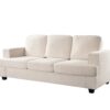 Modern Sofa, Comfortable 3 Seater Couch With Deep Seating, Loose Back Cushions, Wide Arms - Ivory - Image 2