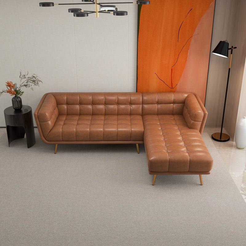 Addison - Right Sectional Leather Sofa - Cognac - Image 10