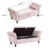 Luxurious Velvet Multifunctional Storage Ottoman Bench With Pillow - Pink - Image 3