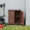 Potting - Bench With Storage Cabinet And Metal Table Top For Outdoor Patio, Garden Furniture Workstation Coffee - Brown - Image 8