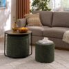 Multi Functional Combination Set Table Ottoman With Drum Stool And Storage Space Dark - Dark Green - Image 7