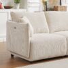 Multi Module Combination Style Sofa For Living Room And Other Lounge Spaces, Modern Minimalist Corduroy Combination Sofa With 2 Comfort Cushions With USB & C Charging Ports - Beige - Image 7