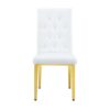 Elegant Vintage Armless Dining Chairs Set With Grid Design And Metal Legs (Set of 4) - White / Gold - Image 13
