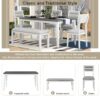 6 Piece Dining Set Classic And Traditional Style, Includes Dining Table, 4 Upholstered Chairs & Bench - White / Gray - Image 6