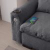 Modern Modular L Shaped Chenille Sofa Couch Reversible Ottoman With Storage Removable And Washable Cushions Sofa With USB Ports & Cup Holder For Living Room - Dark Gray - Image 10
