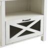 Industrial Farmhouse Metal Mesh Drop Down X Door 70" Fireplace TV Stand For 80" TVs - Brushed White - Image 3