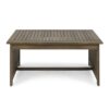 Acacia Wood Outdoor Coffee Table, Rectangular Patio Coffee Table For Outside - Gray - Image 7