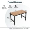 Heavy Duty Adjustable Workbench For Garage, Rubber Wood Shop Table WithMetal Wheels, Hardwood Workstation Weight Capacity Over 2000 Lbs With Wheels - Black - Image 3