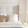 Peyton - King Bed Upholstered With High Headboard, Traditional Hand Buttoned Tufting - Ivory Velvet - Image 7