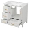 Elegant Freestanding Bathroom Vanity With Sink, Soft Closing Cabinet & Drawers - White - Image 12