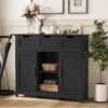Storage Cabinets, Wooden Floor Cabinet, With Drawers And Shelves Storage Cabinets, Accent Cabinet For Living Room, Bedroom, Bathroom Furniture Home Decor - Black - Image 4