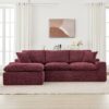 Cloud Sectional Sofa Upholstered Sofa Couch With Double-Layer Cushion And Side Pockets - Red - Image 5