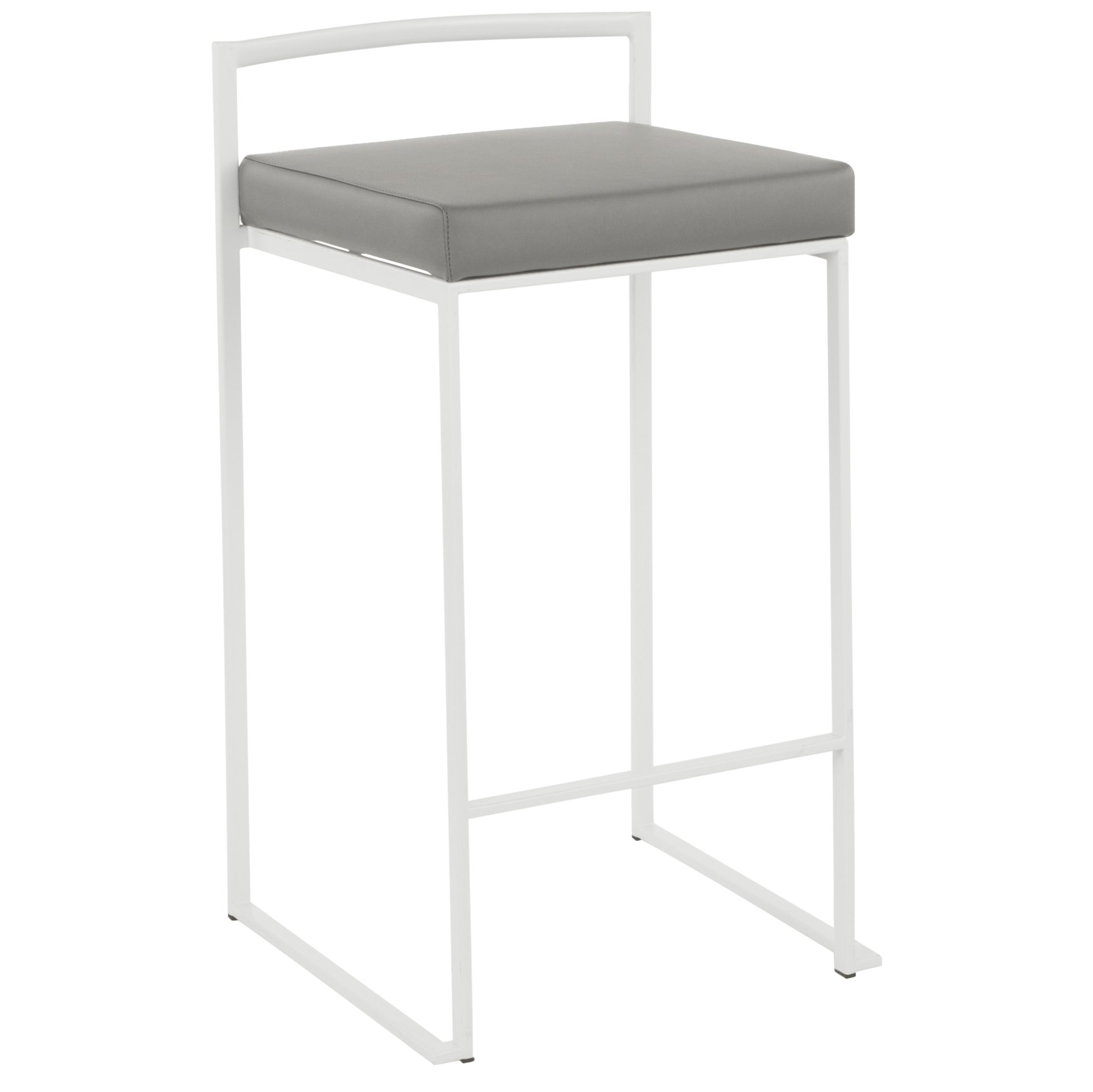Fuji - Contemporary Stackable Counter Stool (Set of 2) - White / Gray - Image 2