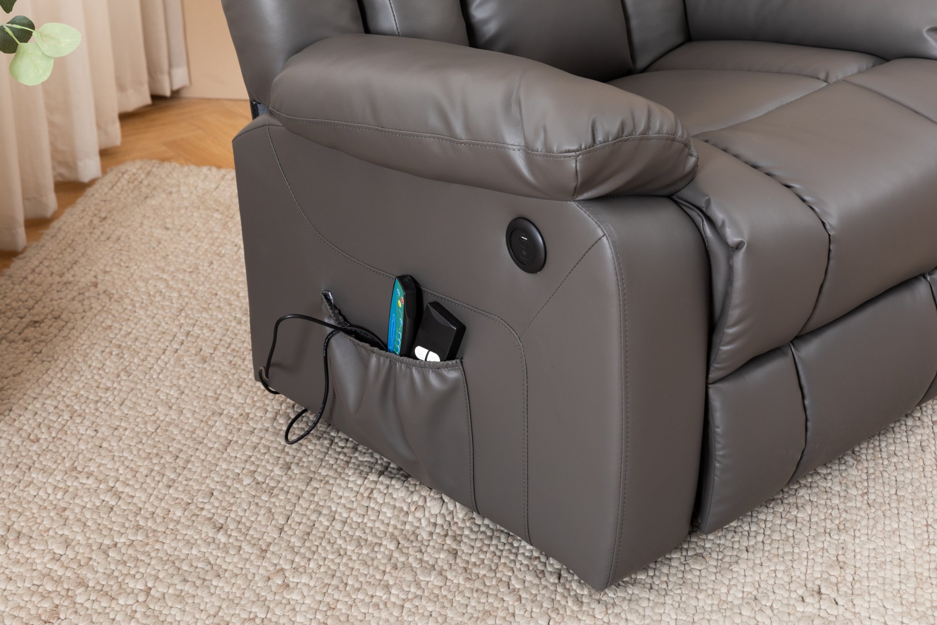 Electric Power Massage Recliner Chair - Dark Gray - Image 13
