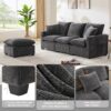 Modern, Modular Sofa, 4 Seat Chenille Sectional Couch Set With 2 Pillows Included, Freely Combinable Indoor Funiture - Black / Gray - Image 15
