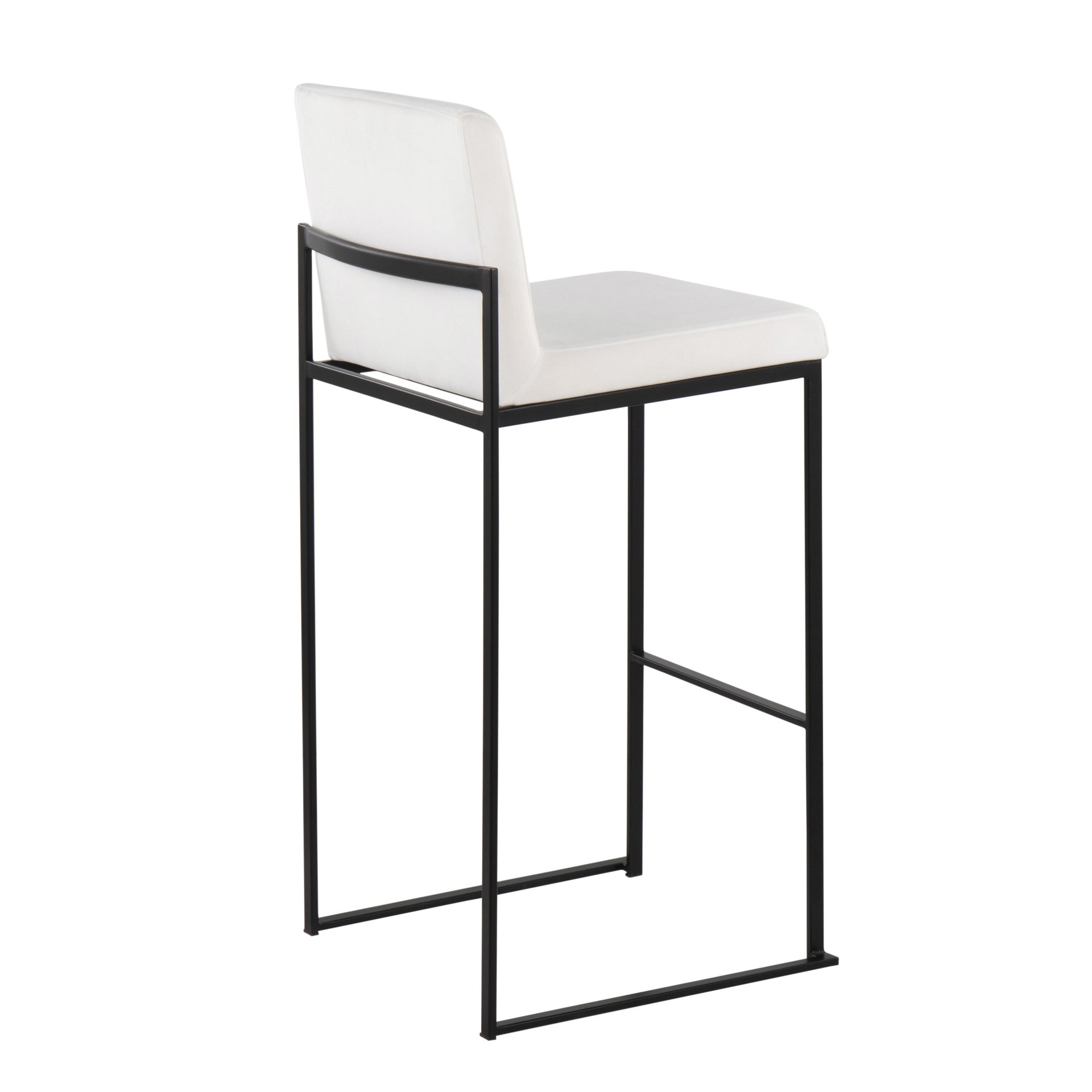 Fuji - Contemporary High Back Barstool (Set of 2) - Black / White - Image 4